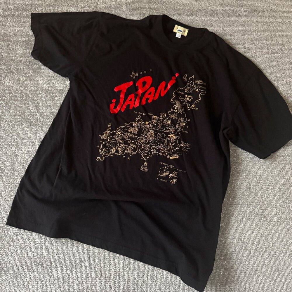 Julin.Co.LTD Map of Japan Japanese Black T-Shirt Size 3L (X-Large)